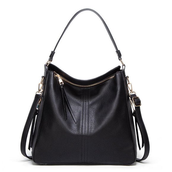 Handbags - NWT Handbag Medium Size Hobo Bag / Purse Vegan Leather Black